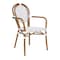 Flash Furniture Lourdes Thonet French Bistro Stacking Chair w/Arms, White/Gray PE Rattan/Bamboo Print Alum Frame SDA-AD642002A-WHGY-NAT-GG - alternate 3